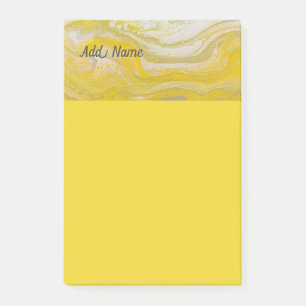 Yellow Grey Abstract Personalized Post it Note 4x6