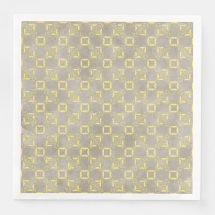 Yellow & Grey Abstract Squares Pattern Napkin