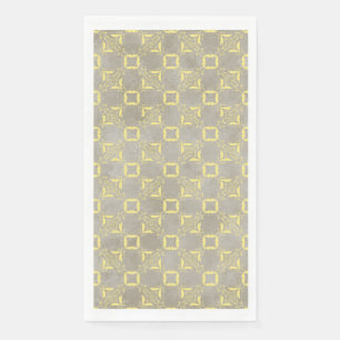 Yellow & Grey Abstract Squares Pattern Napkin