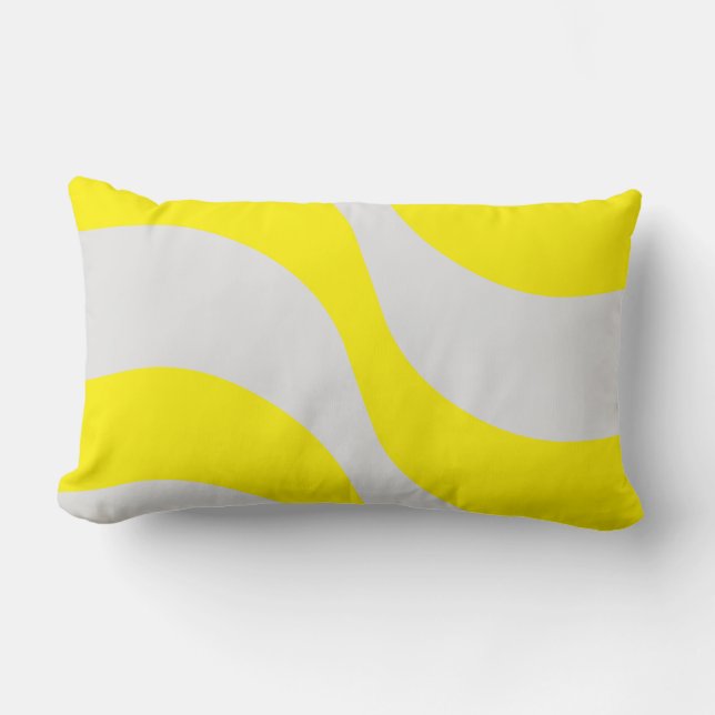 Yellow Grey Abstract stripe pattern modern  pillow (Front)