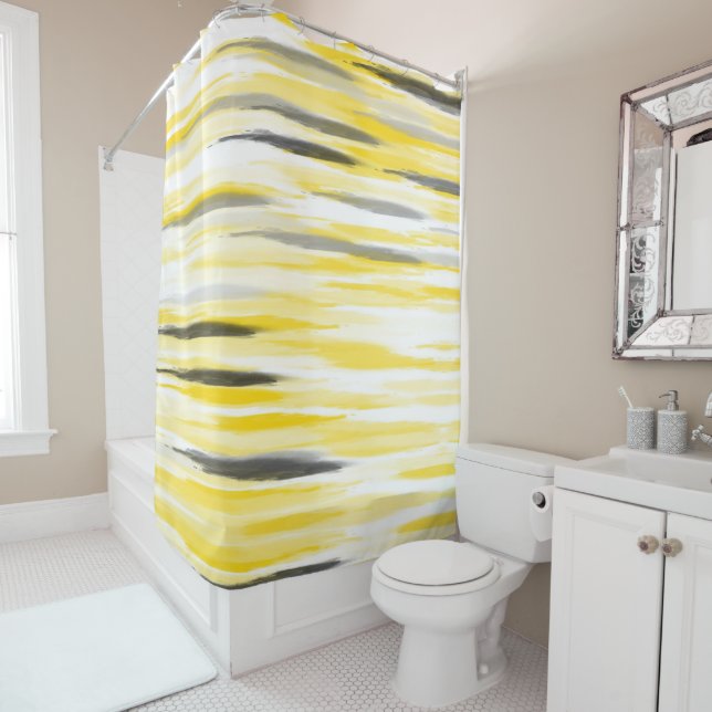 Yellow Grey Abstract Stripes  (In Situ)