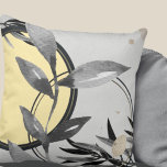 Yellow & Grey Abstract Zen Watercolor Leaf Throw Pillow<br><div class="desc">Modern throw pillow features an artistic abstract zen design in a yellow and grey colour palette. An artistic abstract design features a watercolor leaf and a geometric circle composition with shades of yellow and grey with black and silver accents on a light background. Inspired by nature, this abstract composition is...</div>