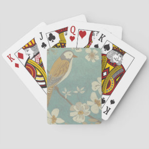 Yellow, Grey and Beige Bird Perched on a Branch Playing Cards