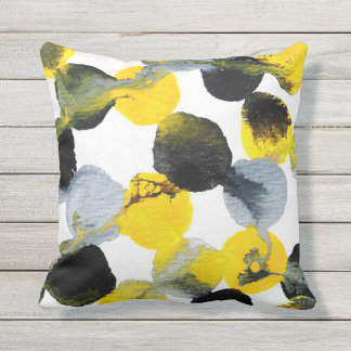 Yellow, Grey and Black Intertactions Pattern Throw Pillow