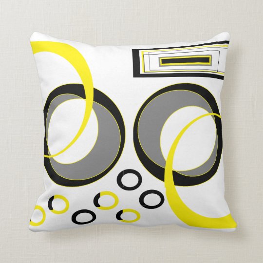 Yellow Grey and Black Throw Pillow Zazzle.ca