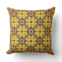 Yellow, Grey, and Taupe Flowers Pattern