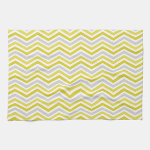 Yellow, Grey, and White Chevron Stripes Kitchen Towel