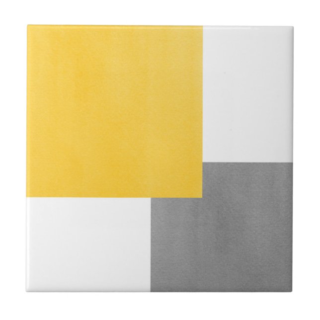 Yellow Grey and White Geometric Block Tile (Front)
