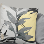 Yellow & Grey Artistic Abstract Watercolor Throw Pillow<br><div class="desc">Stylish throw pillow features an artistic abstract design in a yellow and grey colour palette. An artistic abstract design features a watercolor leaf and a geometric circle composition with shades of grey and black with silver gold accents on a grey background. This abstract composition is built on combinations of repeated...</div>