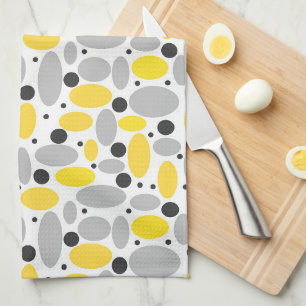 yellow grey bean retro pattern for home decor kitchen towel