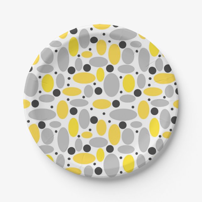 yellow grey bean retro pattern for home decor paper plate (Front)