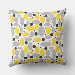 yellow grey bean retro pattern for home decor throw pillow