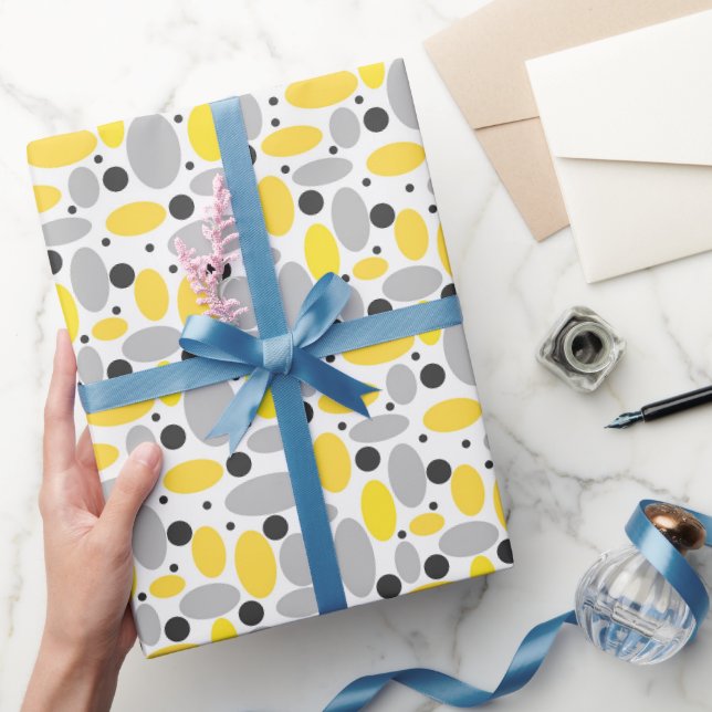 yellow grey bean retro pattern for home decor wrapping paper (Gifting)