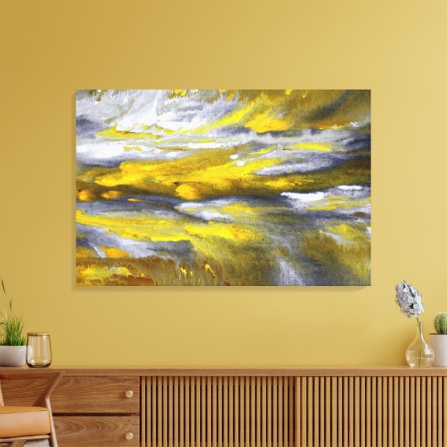 Yellow Grey Black Abstract   Canvas Print (Insitu(LivingRoom))
