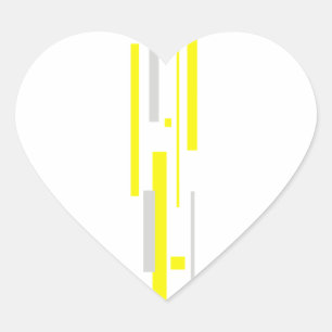 Yellow Grey Blocks Abstract Art Heart Sticker