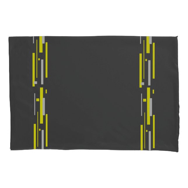Yellow Grey Blocks Abstract Art Pillowcase (Front)