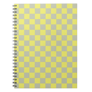 Yellow + Grey Check Chequered Chequerboard Pattern Notebook