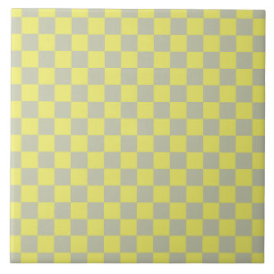 Yellow + Grey Check Chequered Chequerboard Pattern Tile