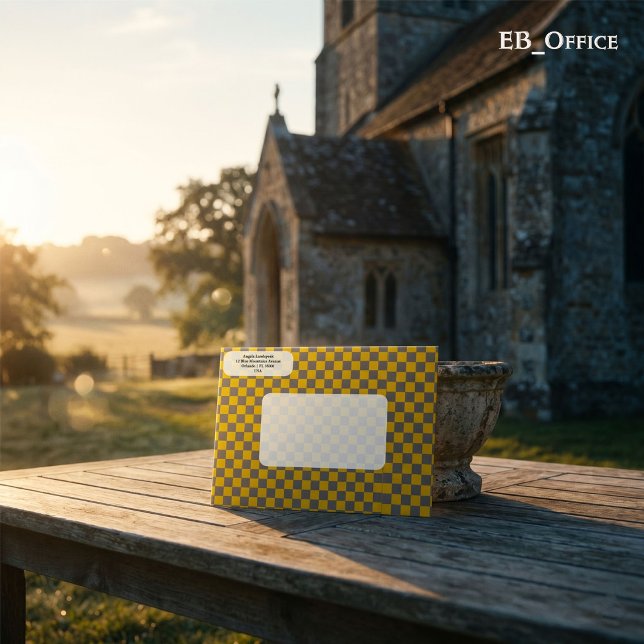 Yellow & Grey Chequered  Return Address  Envelope (Love the envelope, but looking for a different hue? Visit EB_Office to explore our full collection.)