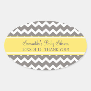 Yellow Grey Chevron Baby Shower Favour Stickers