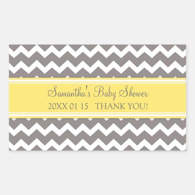 Yellow Grey Chevron Baby Shower Favour Stickers (Front)