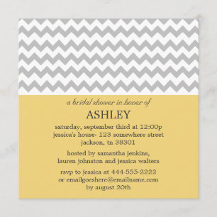 Yellow & Grey Chevron Bridal Shower Invitations