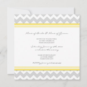 Yellow Grey Chevron Engagement Party Invitations