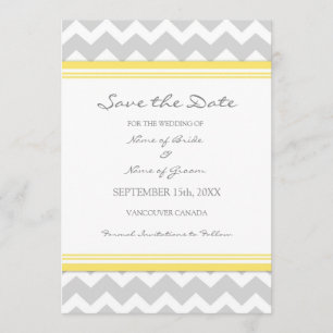Yellow Grey Chevron Photo Wedding Save the Date