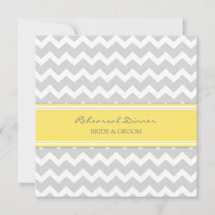 Yellow Grey Chevron Rehearsal Dinner Party Invitation