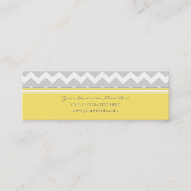Yellow Grey Chevron Retro Business Cards (Front)