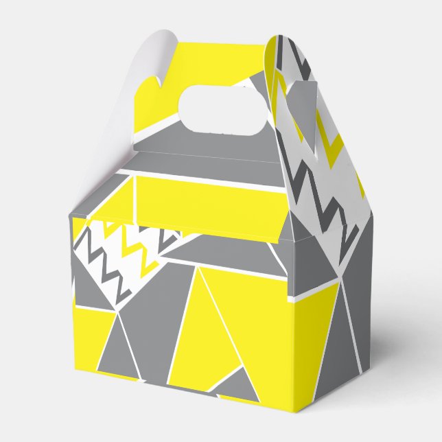 Yellow Grey Chevron Stripe Geometric Pattern Favor Box (Front Side)