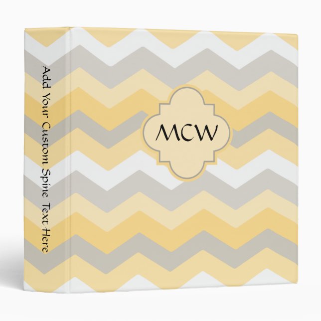 Yellow/Grey Chevron Zigzag Binder (Front/Spine)