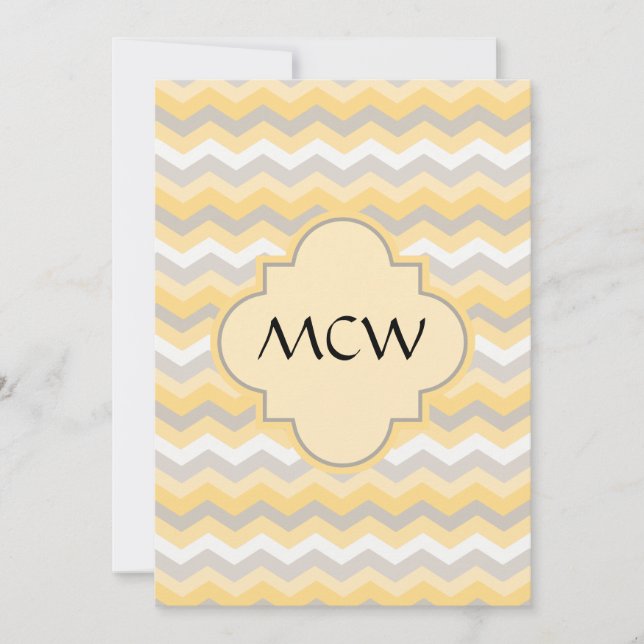 Yellow/Grey Chevron Zigzag Invitation (Front)