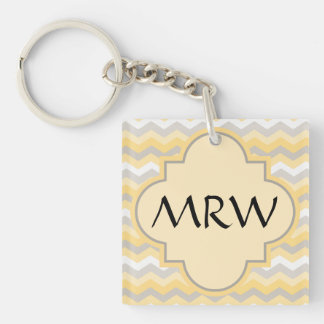 Yellow/Grey Chevron Zigzag Keychain