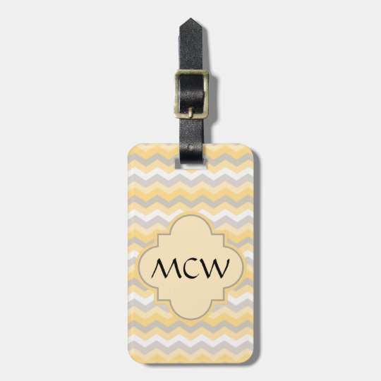 Yellow/Grey Chevron Zigzag Luggage Tag