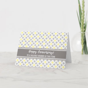Yellow Grey Circles Employee Anniversary Card