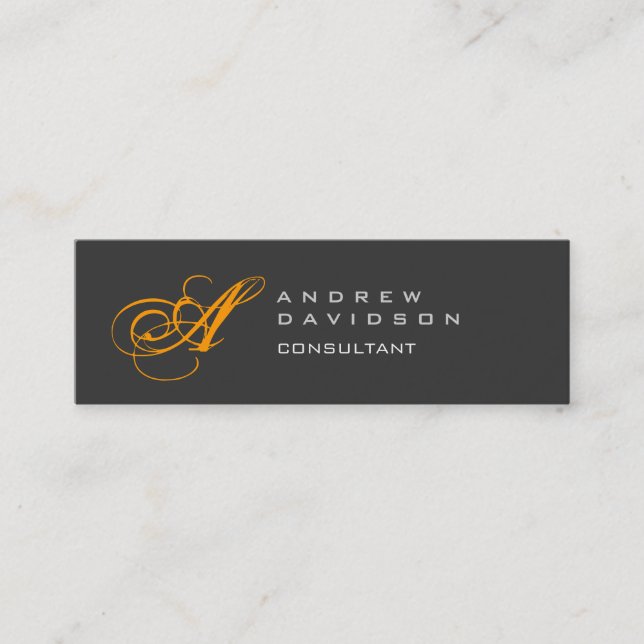 Yellow Grey Classical Monogram Plain Business Card (Front)
