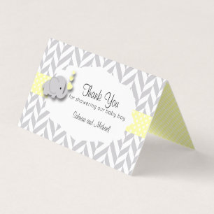 Yellow & Grey Elephant Baby Shower   Candy Toppers Business Card