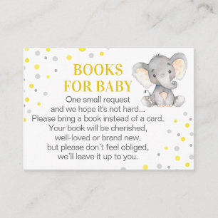 Yellow Grey Elephant Books for Baby Book Request Enclosure Card
