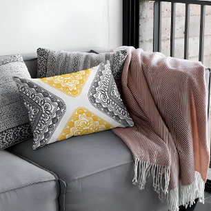 Yellow & Grey Geometric Pillow Case