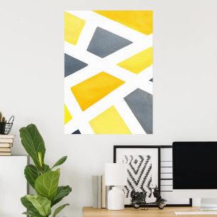 Yellow Grey Geometric Poster