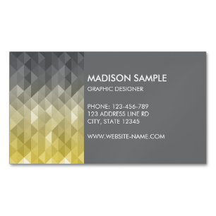 Yellow Grey Geometry pattern graphic designer Magnetic Business Card
