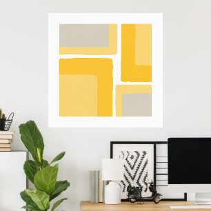 Yellow Grey Minimalist Colour Block Poster