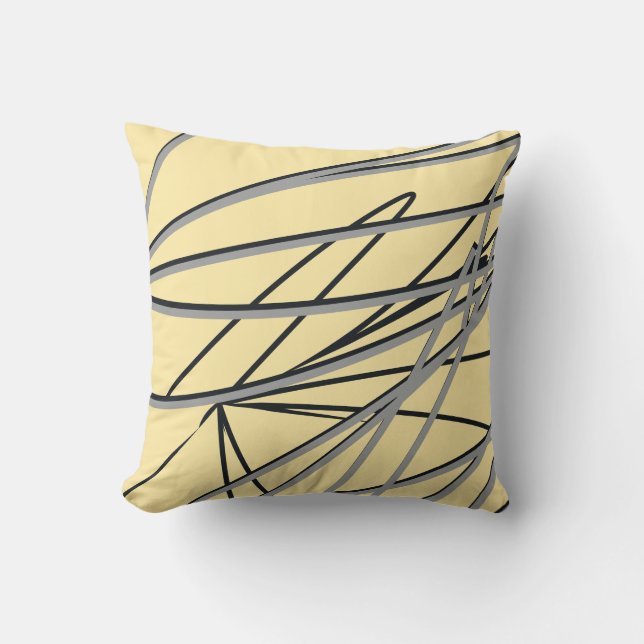 Yellow & Grey Modern Elegant Abstract Throw Pillow (Front)