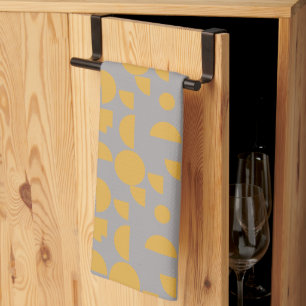 Yellow Grey Modern Elegant Geometric Tribal Kitchen Towel