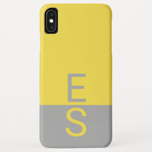 Yellow & Grey Modern Initials Monogram iPhone XS Max Case
