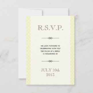 Yellow grey Moroccan tile ampersand wedding rsvp Card