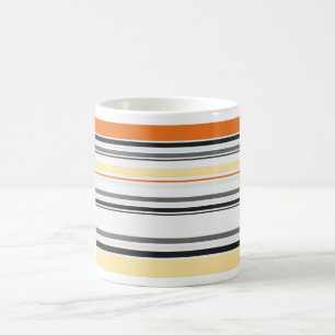 Yellow, Grey, Orange, Cream Retro Striped Mug