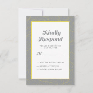 Yellow Grey Pattern Abstract Modern Geometric RSVP Card