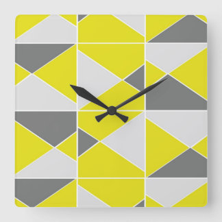 Yellow Grey Pattern - Clock